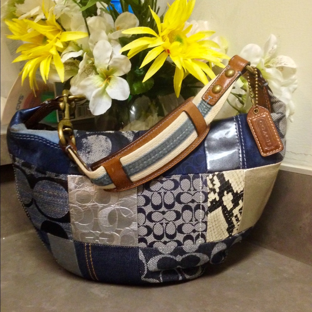 Coach denim patchwork purse